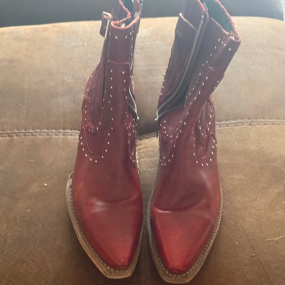 freebird Shoes - Women's Freebird Red Leather Ankle Boots